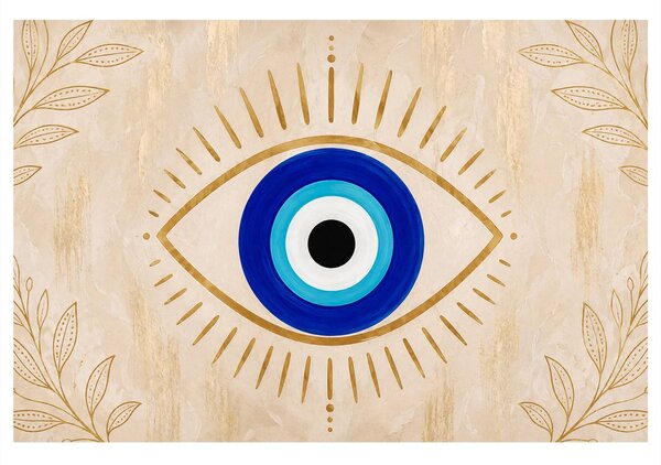 Quadro su tela – Occhio portafortuna blu con oro