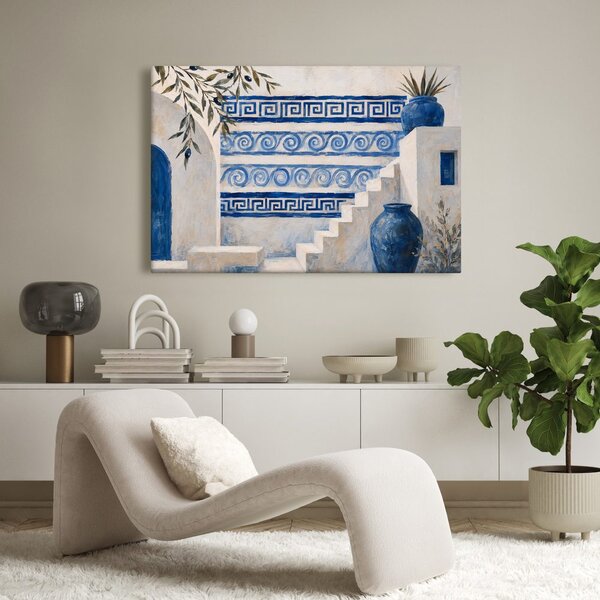 Quadro su tela – Scalinata greca in eleganza bianco e blu
