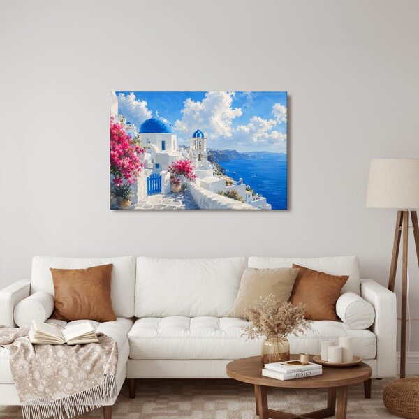 Quadro su tela – Cupole blu sul Mar Egeo