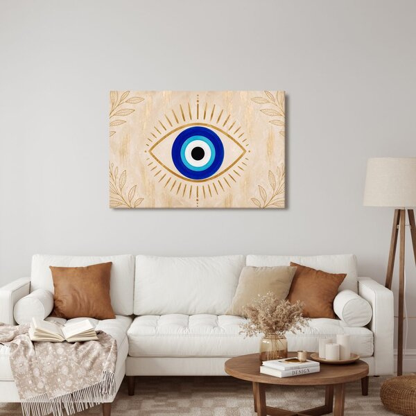 Quadro su tela – Occhio portafortuna blu con oro