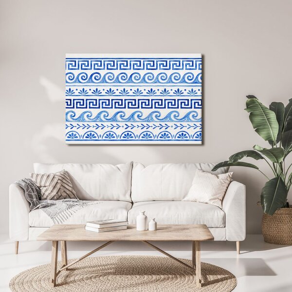 Quadro su tela – Ornamento greco blu e bianco