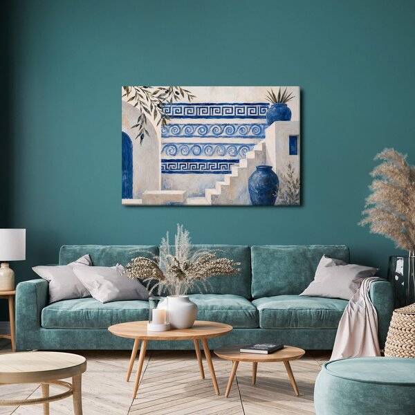 Quadro su tela – Scalinata greca in eleganza bianco e blu