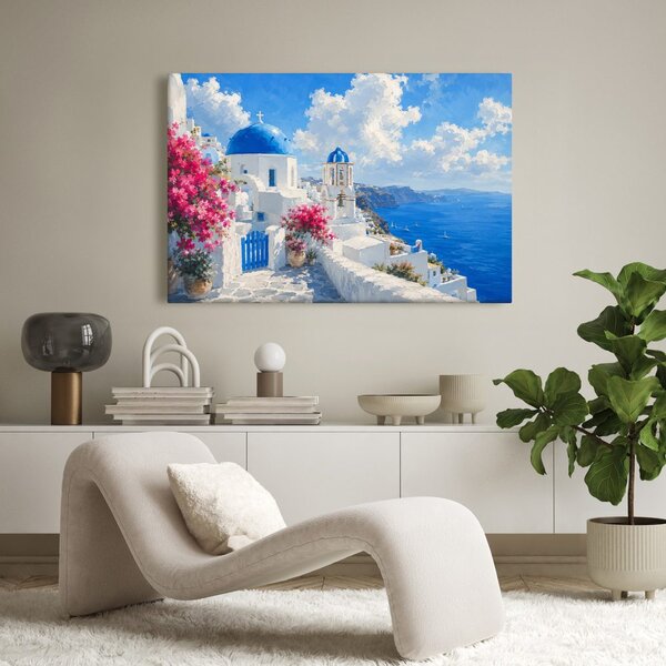 Quadro su tela – Cupole blu sul Mar Egeo