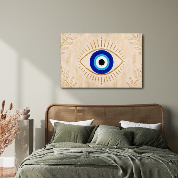 Quadro su tela – Occhio portafortuna blu con oro