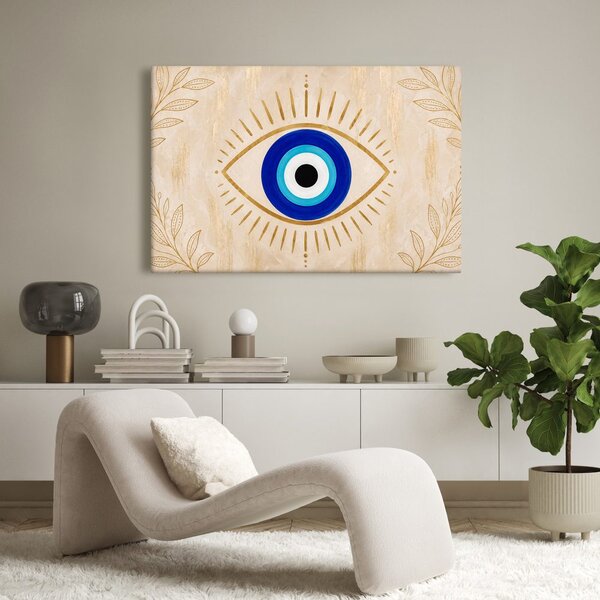 Quadro su tela – Occhio portafortuna blu con oro