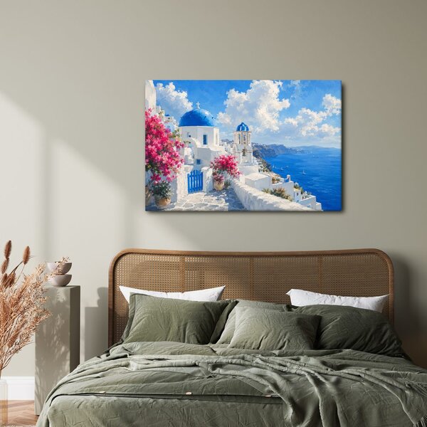 Quadro su tela – Cupole blu sul Mar Egeo
