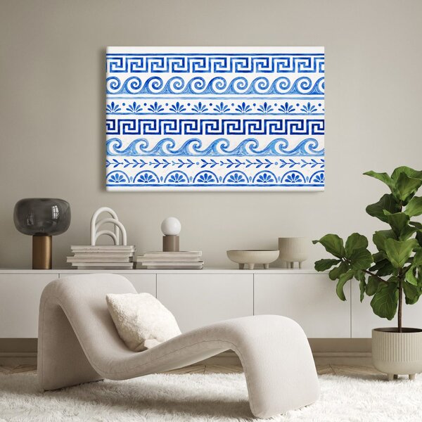 Quadro su tela – Ornamento greco blu e bianco