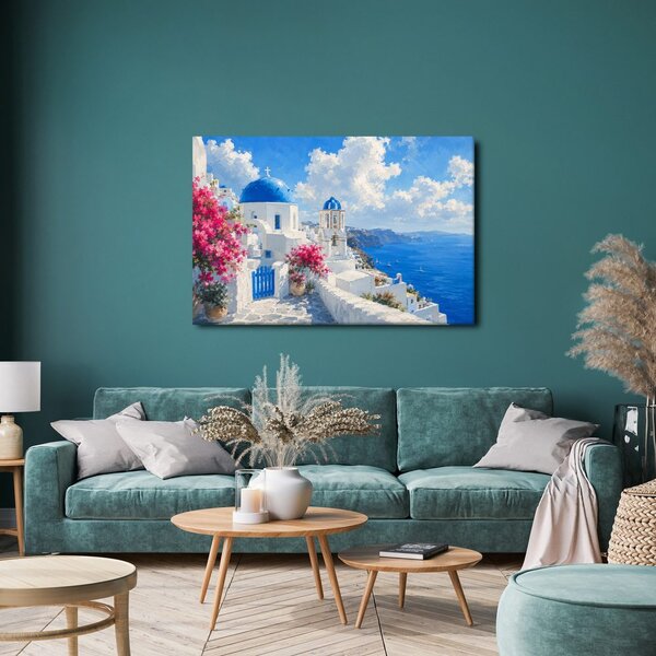 Quadro su tela – Cupole blu sul Mar Egeo