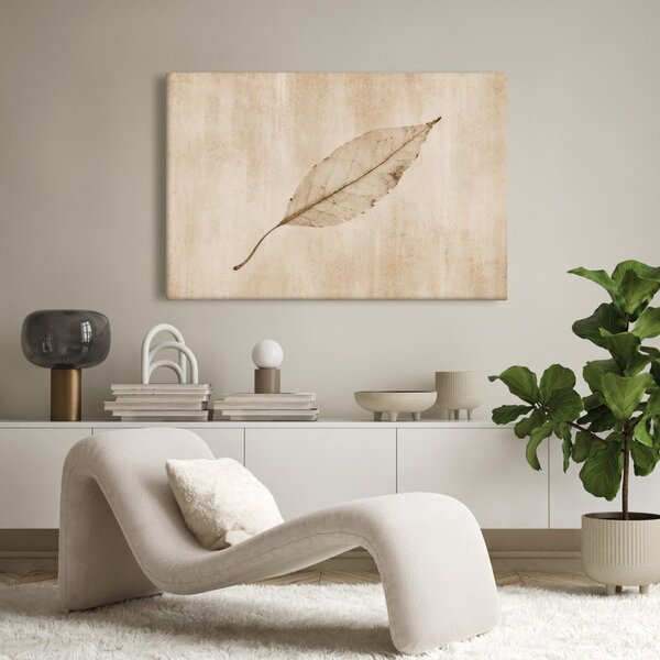 Quadro su tela – Foglia delicata nei toni beige