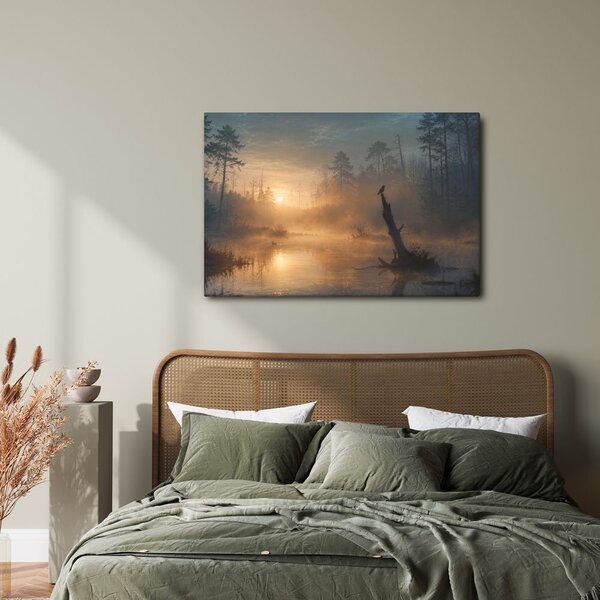 Quadro su tela – Mattino nebbioso sul lago