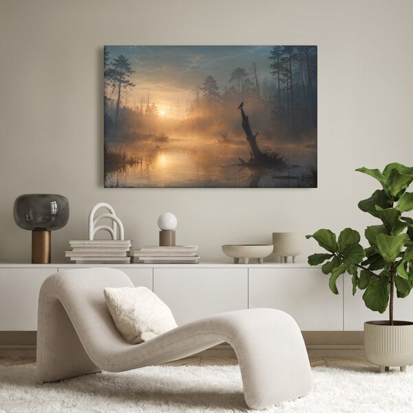 Quadro su tela – Mattino nebbioso sul lago