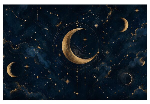 Quadro su tela – Luna mistica nel cielo notturno