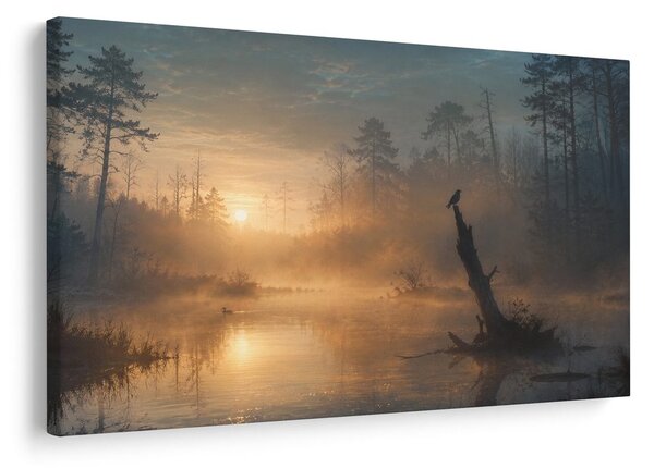 Quadro su tela – Mattino nebbioso sul lago