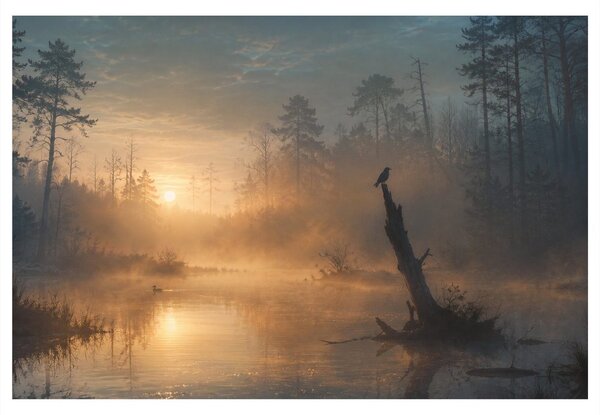 Quadro su tela – Mattino nebbioso sul lago