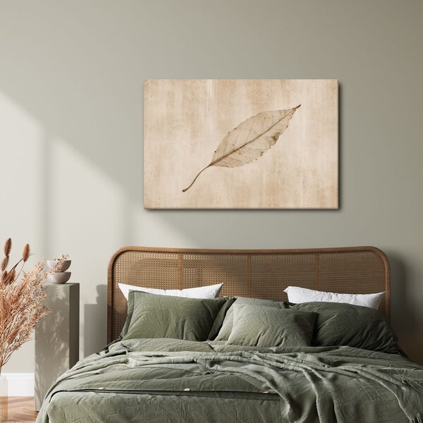 Quadro su tela – Foglia delicata nei toni beige
