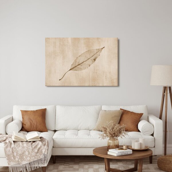 Quadro su tela – Foglia delicata nei toni beige