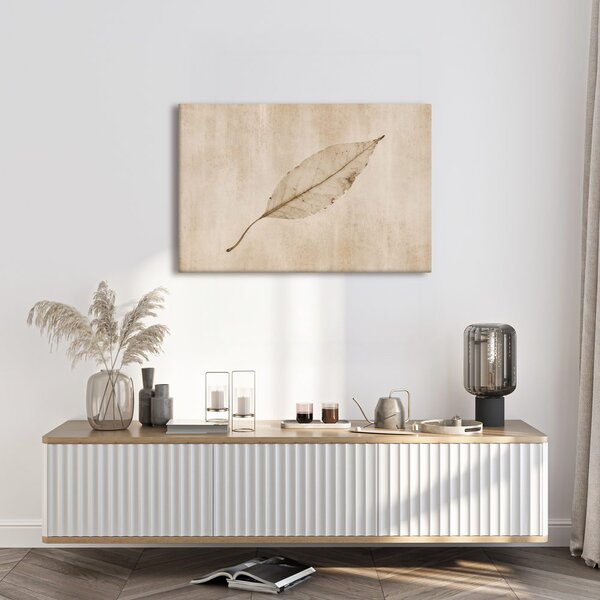 Quadro su tela – Foglia delicata nei toni beige