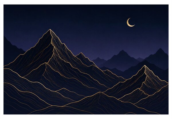 Quadro su tela – Montagne notturne sotto la luna