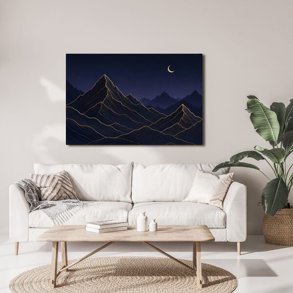 Quadro su tela – Montagne notturne sotto la luna