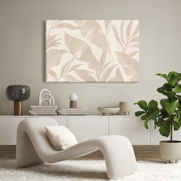 Quadro su tela – Foglie tropicali beige delicate
