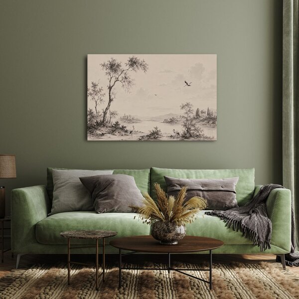 Quadro su tela – Paesaggio tranquillo con gru