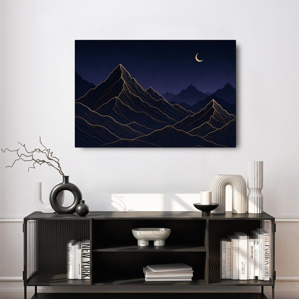 Quadro su tela – Montagne notturne sotto la luna