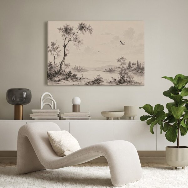 Quadro su tela – Paesaggio tranquillo con gru