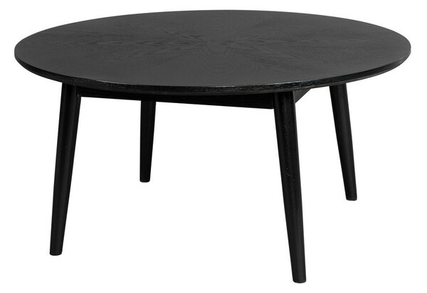 Tavolino da salotto rotondo nero con effetto rovere ø 80 cm Fabio – White Label