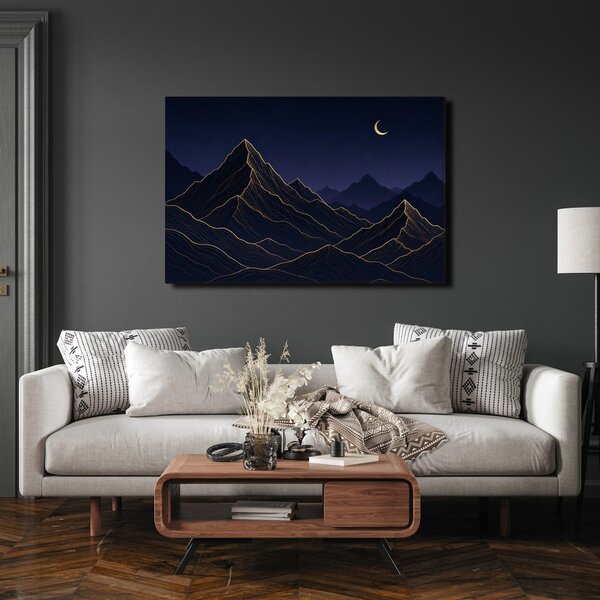 Quadro su tela – Montagne notturne sotto la luna