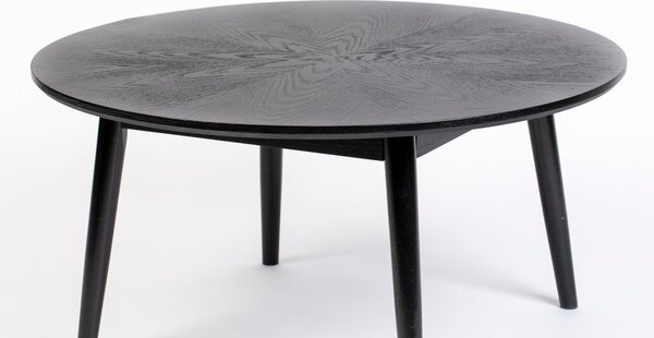 Tavolino da salotto rotondo nero con effetto rovere ø 80 cm Fabio – White Label