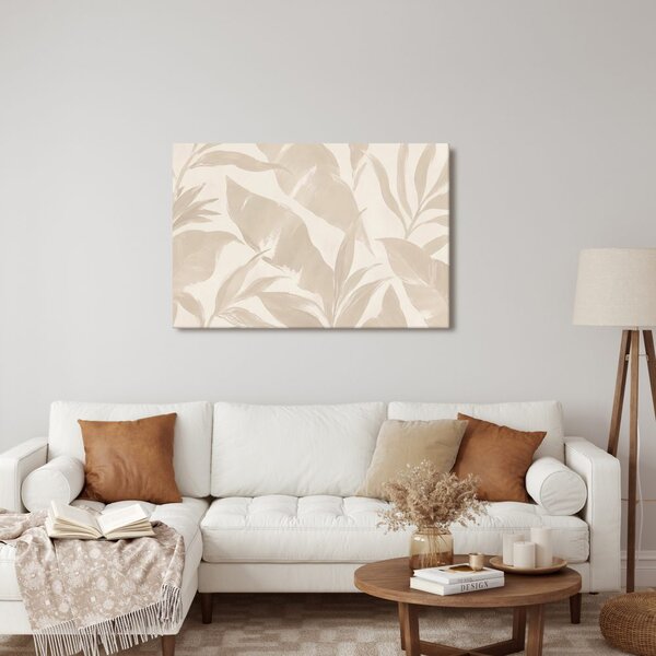 Quadro su tela – Foglie tropicali beige delicate