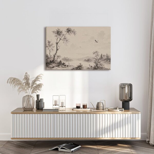 Quadro su tela – Paesaggio tranquillo con gru