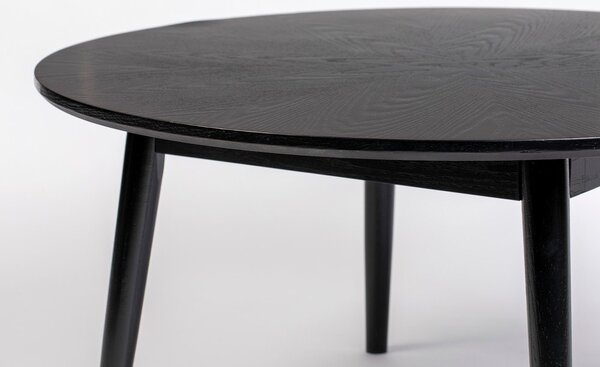 Tavolino da salotto rotondo nero con effetto rovere ø 80 cm Fabio – White Label
