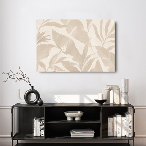 Quadro su tela – Foglie tropicali beige delicate