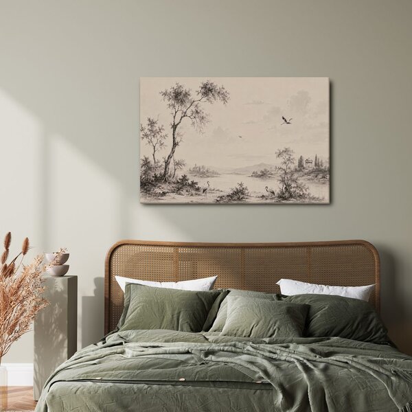 Quadro su tela – Paesaggio tranquillo con gru