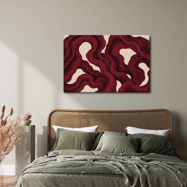 Quadro su tela – Linee organiche color cremisi