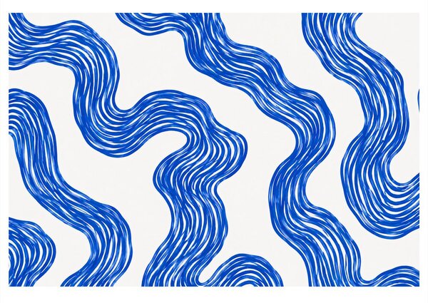 Quadro su tela – Curve astratte blu e fluide