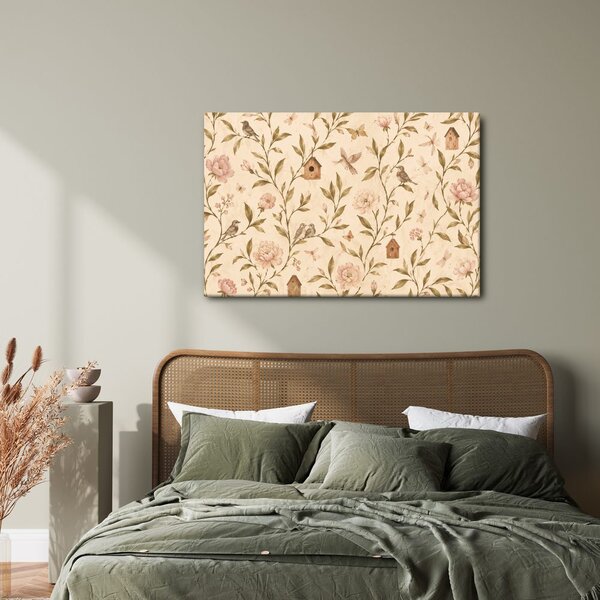 Quadro su tela – Dolci uccellini tra i fiori