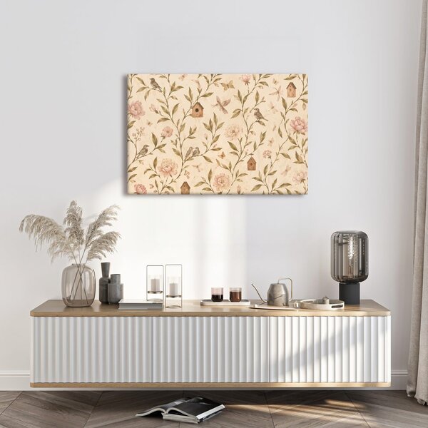 Quadro su tela – Dolci uccellini tra i fiori