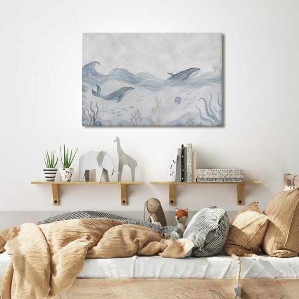 Quadro su tela – Balene nel mare calmo