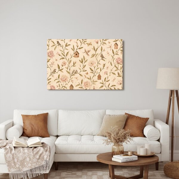 Quadro su tela – Dolci uccellini tra i fiori