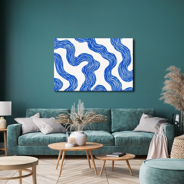 Quadro su tela – Curve astratte blu e fluide