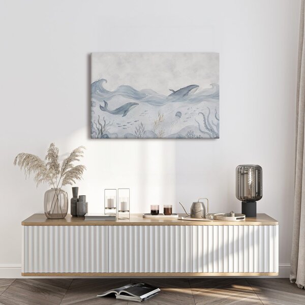 Quadro su tela – Balene nel mare calmo