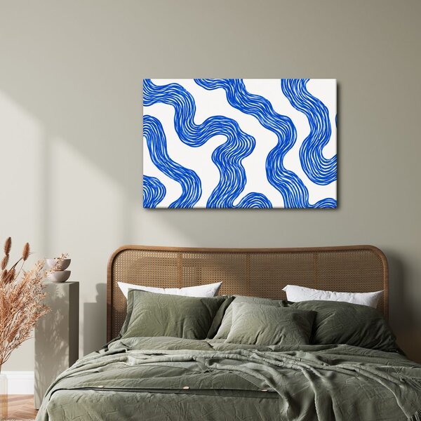 Quadro su tela – Curve astratte blu e fluide
