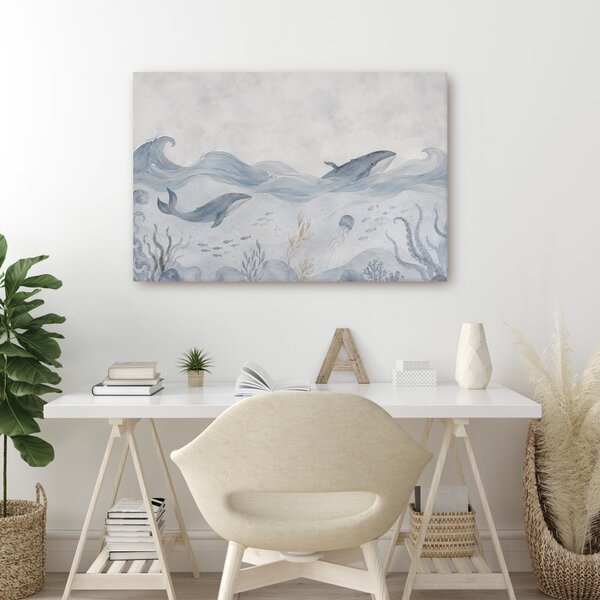 Quadro su tela – Balene nel mare calmo