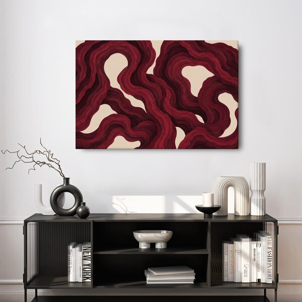 Quadro su tela – Linee organiche color cremisi