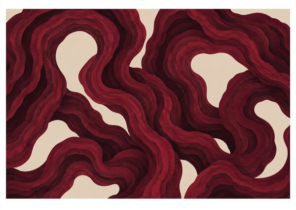 Quadro su tela – Linee organiche color cremisi