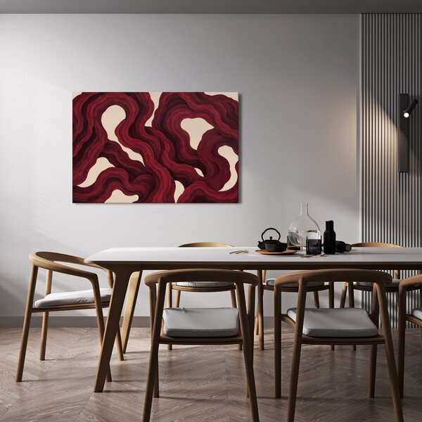 Quadro su tela – Linee organiche color cremisi