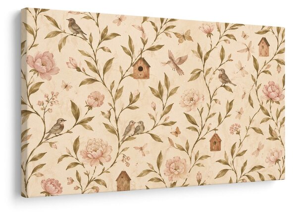 Quadro su tela – Dolci uccellini tra i fiori