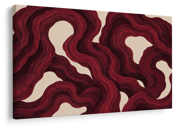 Quadro su tela – Linee organiche color cremisi